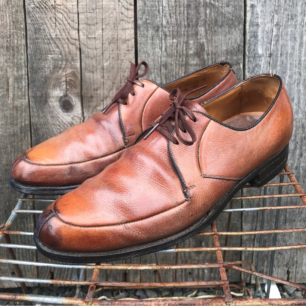 Vintage 1963 Florsheim Glenfield 31693 Split Toe Derby Leather Shoes Size 10